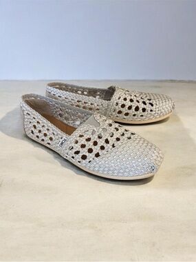 Toms Women's Woven Slip-On Loafers in Light Silver